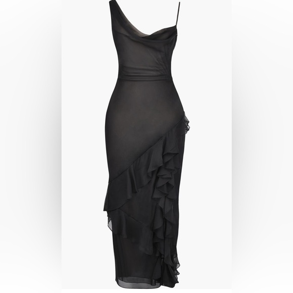 NWT House of CB Malila Ruffle Cowl Cocktail Dress - Picture 6 of 10